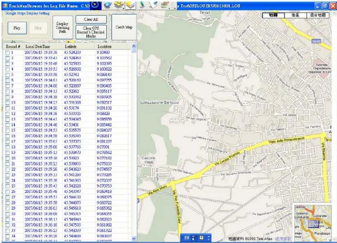 Amod AGL3080 - Display GPS Logs on Google Maps - 1