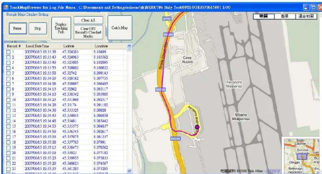 Amod AGL3080 - Display GPS Logs on Google Maps - 2