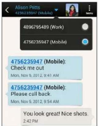 HTC Butterfly - Replying to a contact's other phone number - 1