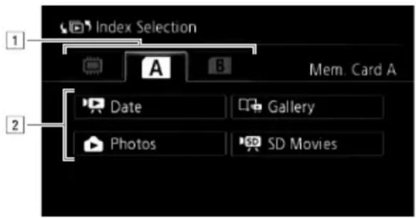 CANON XA10 Pro HD - The Index Selection Screen: Selecting the Content to Play Back - 6