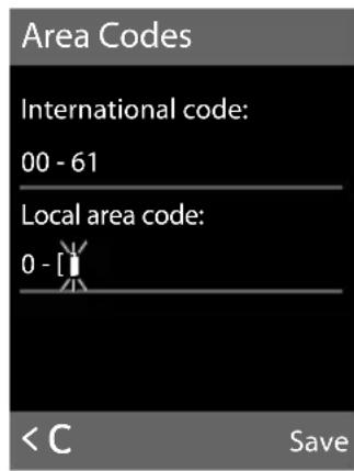 GIGASET SL785 - Setting your own area code - 2