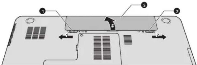 TOSHIBA Satellite C870D-116 - Removing the battery pack - 1
