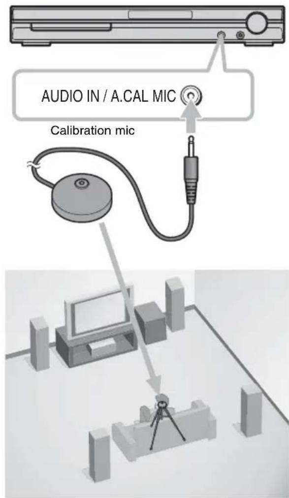 SONY DAV-DZ531W - Connect the calibration mic to the A.CAL MIC jack on the front panel and press ↑/↓ to select [YES]. - 1
