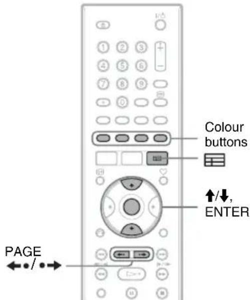 Colour buttons ↑/↓, ENTER PAGE