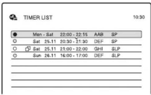 TIMER LIST 10:30 Mon - Sat 22:00 - 22:15 AAB SP Sat 25.11 20:30 - 21:30 DEF SP Sat 25.11 21:00 - 22:00 GHI SLP Sun 26.11 16:00 - 17:00 DEF SLP
