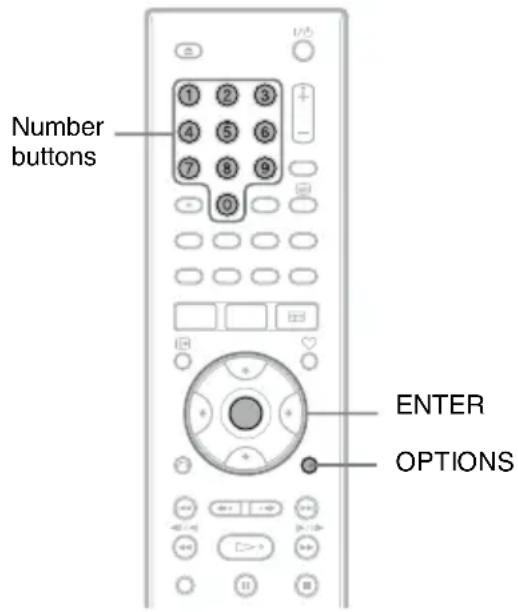 Number buttons ENTER OPTIONS