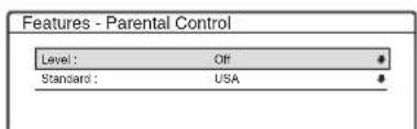 Features - Parental Control Level : Off Standard : USA