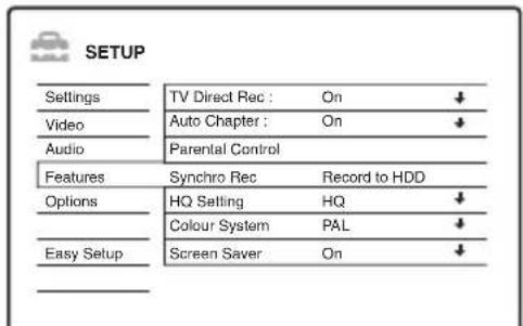 SONY RDR-HX510 - Recording and Parental Control Settings (Features) - 1