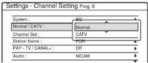 SONY RDR-HX510 - Select "Normal/CATV," and press ENTER. - 1