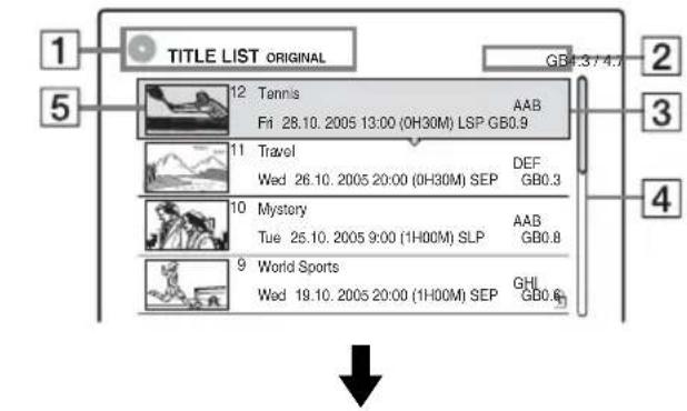 SONY RDR-HX510 - Press TITLE LIST. - 1