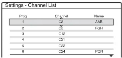 SONY RDR-HX510 - Channel List (Changing/Disabling the channels) - 1