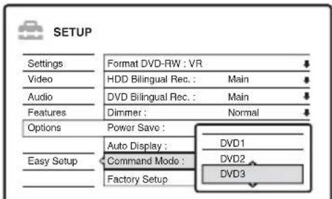 SONY RDR-HX510 - Select "Command Mode," and press ENTER. - 1