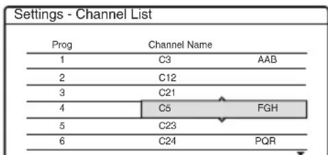 SONY RDR-HX510 - Channel List (Changing/Disabling the channels) - 2
