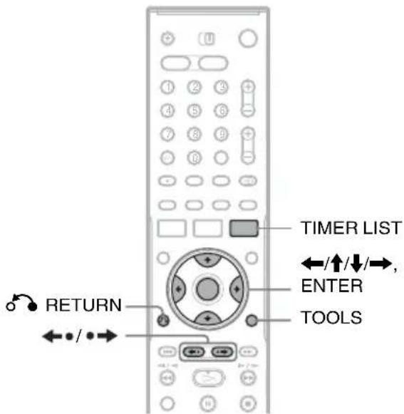 SONY RDR-HX510 - Checking/Changing/ Cancelling Timer Settings (Timer List) - 1