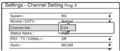 SONY RDR-HX510 - Select "Channel Set," and press ENTER. - 1