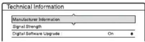 Technical Information Manufacturer Information Signal Strength Digital Software Upgrade : On