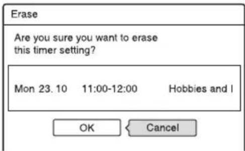 Erase Are you sure you want to erase this timer setting? Mon 23.10 11:00-12:00 Hobbies and I OK Cancel