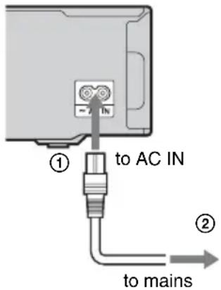 ① to AC IN ② to mains