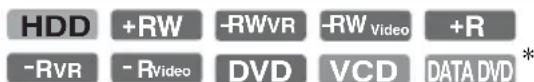 HDD +RW -RWVR -RW Video +R -RVR - RVideo DVD VCD DATA DVD *