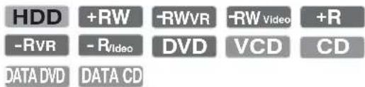 HDD +RW -RWVR -RW Video +R -RVR - RVideo DVD VCD CD DATA DVD DATA CD