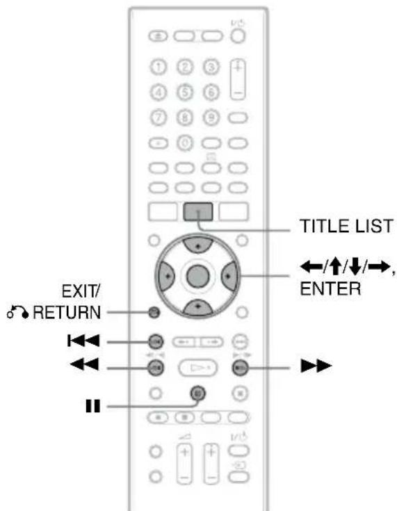 TITLE LIST ←/↑/↓/→, ENTER EXIT/ RETURN