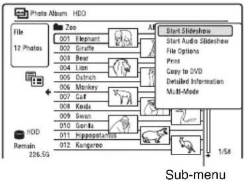 SONY RDR-HXD770 - Sub-menu: - 1