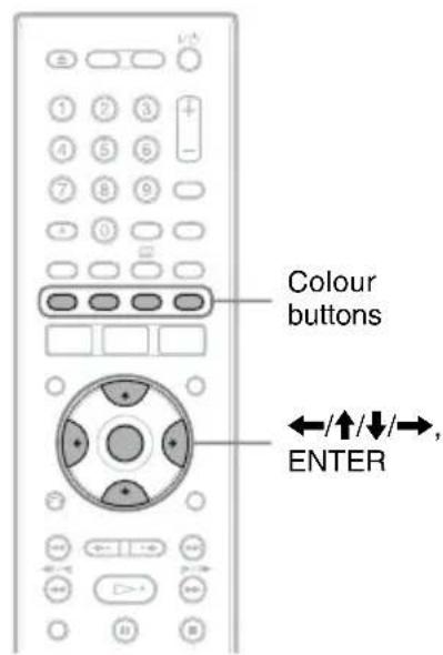Colour buttons ←/↑/↓/→, ENTER