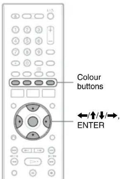 Colour buttons ←/↑/↓/→, ENTER