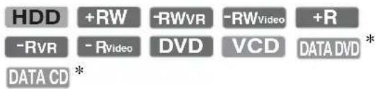 HDD +RW -RWVR -RWVideo +R -RVR - RVideo DVD VCD DATA DVD * DATA CD *