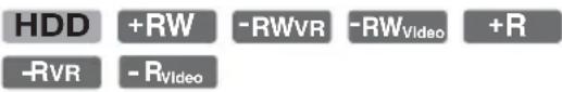 HDD +RW -RWVR -RWVideo +R -RVR -RVideo