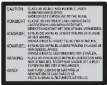 CAUTION CLASS 38 VISIBLE AND INVISIBLE LASER RADIATION WHEN OPEN, AVOID DIRECT EXPRESURE TO THE BEAM. VORSICHT KLASSE 38 SICHTBARE UND UNSICHTBARE LASERSTRAHLING WENN GEÖFFNET, DIREKTE NOKTAKT WT DEM STRAHL VERMEIDEN. ADWARSEL SYNLIG OG USYNLIG LASERSTRAELING AF KLASSE 38 38 VED ÄRNING, UNOGA DIREKTE UDSGETTELSE FOR STRÄLING. ADWARSEL SYNLIG OG USYNLIG LASERSTRAELING I KLASSE 38 NAR DEKSEL ÄRNE, UNOGA DIREKTE EKSPONERING FOR STRÄLEN. WARNING KLASSE 38 SYN LIG OCH OSYNLIG LASERSTRAELNING NAR DENNA DEL AR ÖPPNAD, UNIVAK ATT DIREKT EXPONERA DIG FOR STRÄLENGEN. VAROI AWATTUKA LUKGAN 38 NÄKYVÄLA JA NÄKYVÄLA TONTA LASERSÄTELYÄ, VALTA SUORA ALISTANISTA SÄTEELLE.