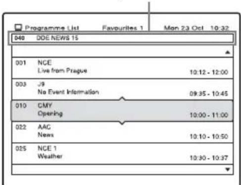 Programme List Favourites 1 Mon 23 Oct 10:32 040 DDE NEWS 15 001 NCE Live from Prague 10:12 - 12:00 003 J9 No Event Information 09:35 - 10:45 010 CMY Opening 10:00 - 11:00 022 AAC News 10:10 - 10:50 025 NCE 1 Weather 10:30 - 10:37
