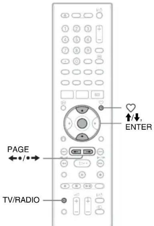 PAGE TV/RADIO ENTER ↑/↓,