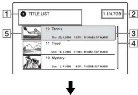 TITLE LIST 1.1/4.7GB 12. Tennis Thu: 20, 4,2006 13:00 ( 0H30M) LSP 0.9GB 11. Travel Mon: 10, 4,2006 21:00 ( 0H30M) ESP 0.9GB 10. Mystery Sun: 2, 4,2006 9:00 ( 1H30M) SLP 0.8GB