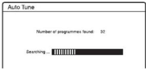 Auto Tune Number of programmes found: 32 Searching ...