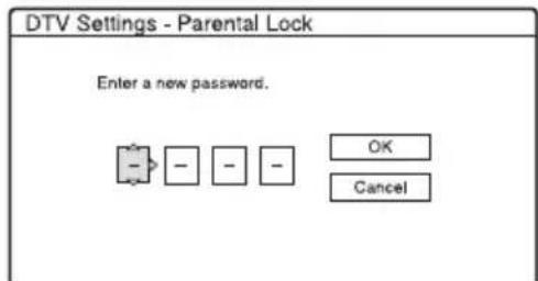 DTV Settings - Parental Lock Enter a new password. OK Cancel