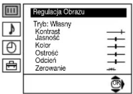 Regulacja Obrazu Tryó: Wlasny Kontrast Jasność Kolor Ostrość Odcień Zerowanie