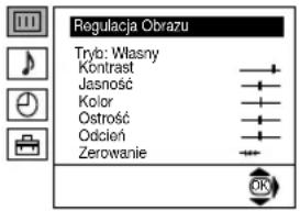 Regulacja Obrazu Tryb: Własny Kõntrast Jasność Kolor Ostrość Odcień Zerowanie