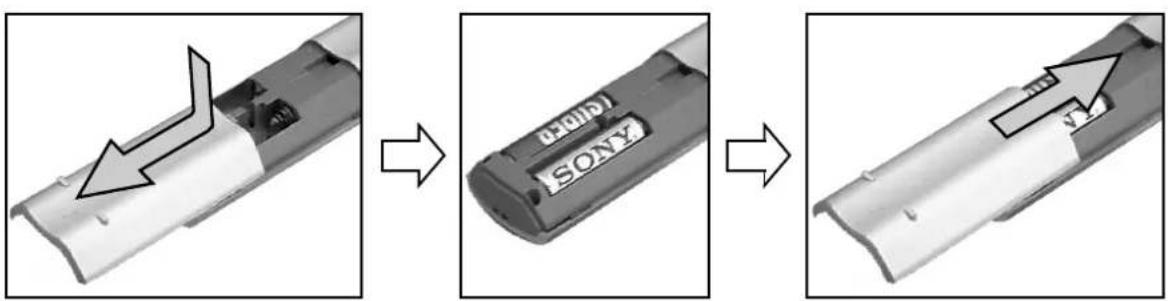 SONY KV-36FQ80K - Az elemek behelyezése a távvezérlőbe - 1