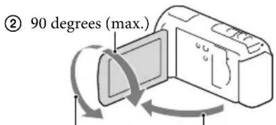 SONY HDR-CX580VE - To adjust the angle of the LCD panel - 1