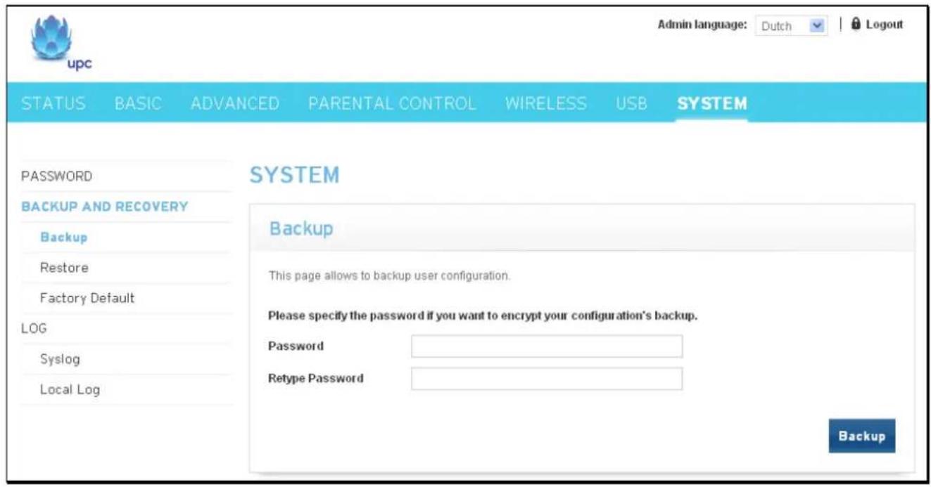 Technicolor tc-7200 - Backup and Recovery\Backup - 1
