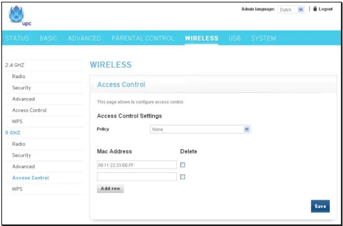 Technicolor tc-7200 - 5 GHz\Access Control - 1