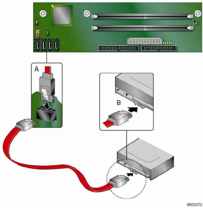 INTEL DG31PR - Connecting the Serial ATA (SATA) Cables - 1