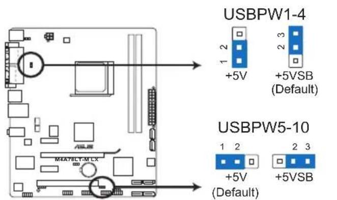 ASUS M4A78LT-M LX - USB device wake-up (3-pin USBPW1-4, USBPW5-10) - 1