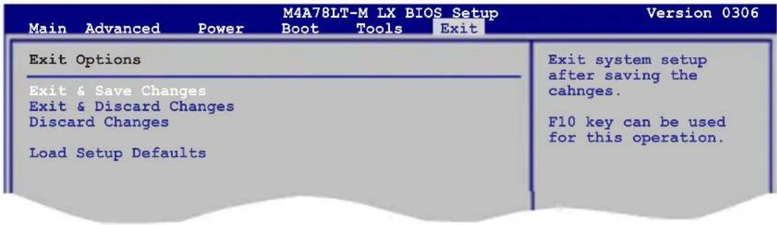 ASUS M4A78LT-M LX - Exit menu - 1