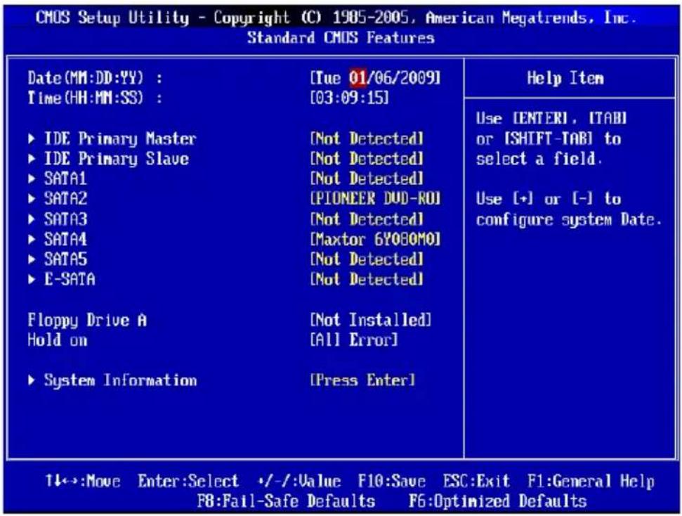 MSI 760GM-E51 FX - STANDARD CMOS FEATURES - 1
