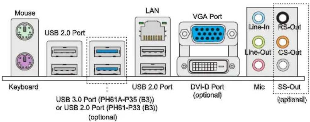 MSI PH61-P33 - Back Panel - 1