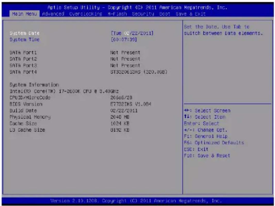MSI PH61-P33 - Main Menu - 1