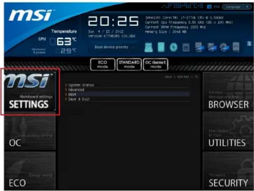 MSI B75MA-G43 - SETTINGS - 1