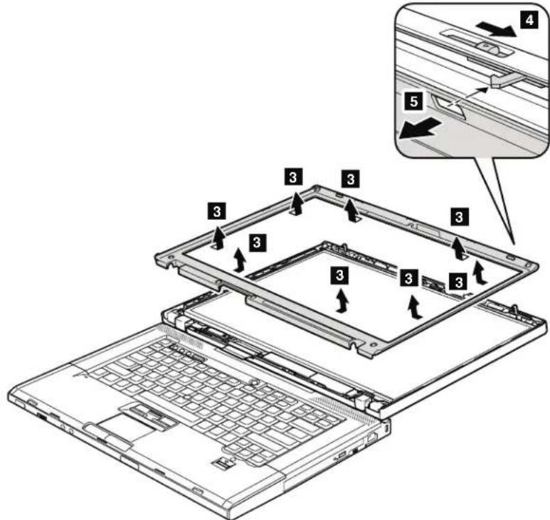 LENOVO W500 - Table 34. Removal steps of LCD front bezel (continued) - 1